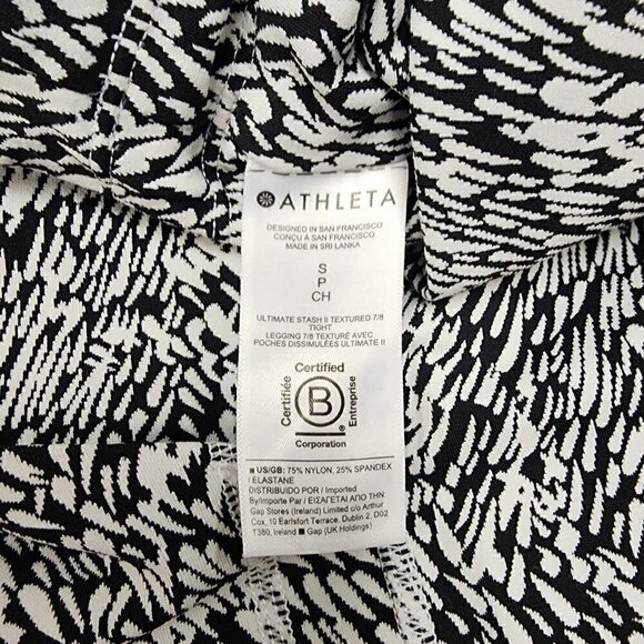 Athleta Ultimate Stash II Textured 7/8 Tight Black & White Printed Small - Picture 8 of 8